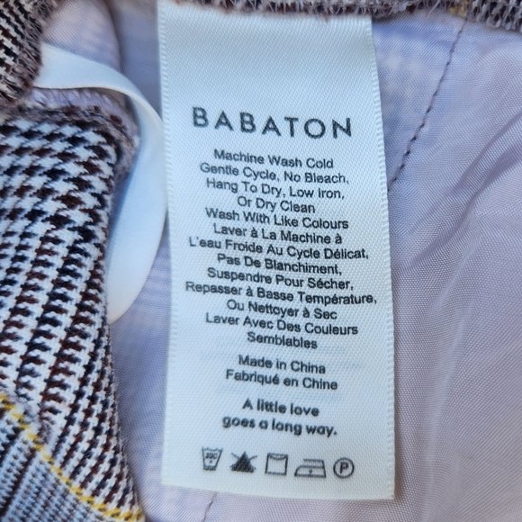 Babaton Plaid Trouser Brown Stretch Waistband 2 - Picture 11 of 11